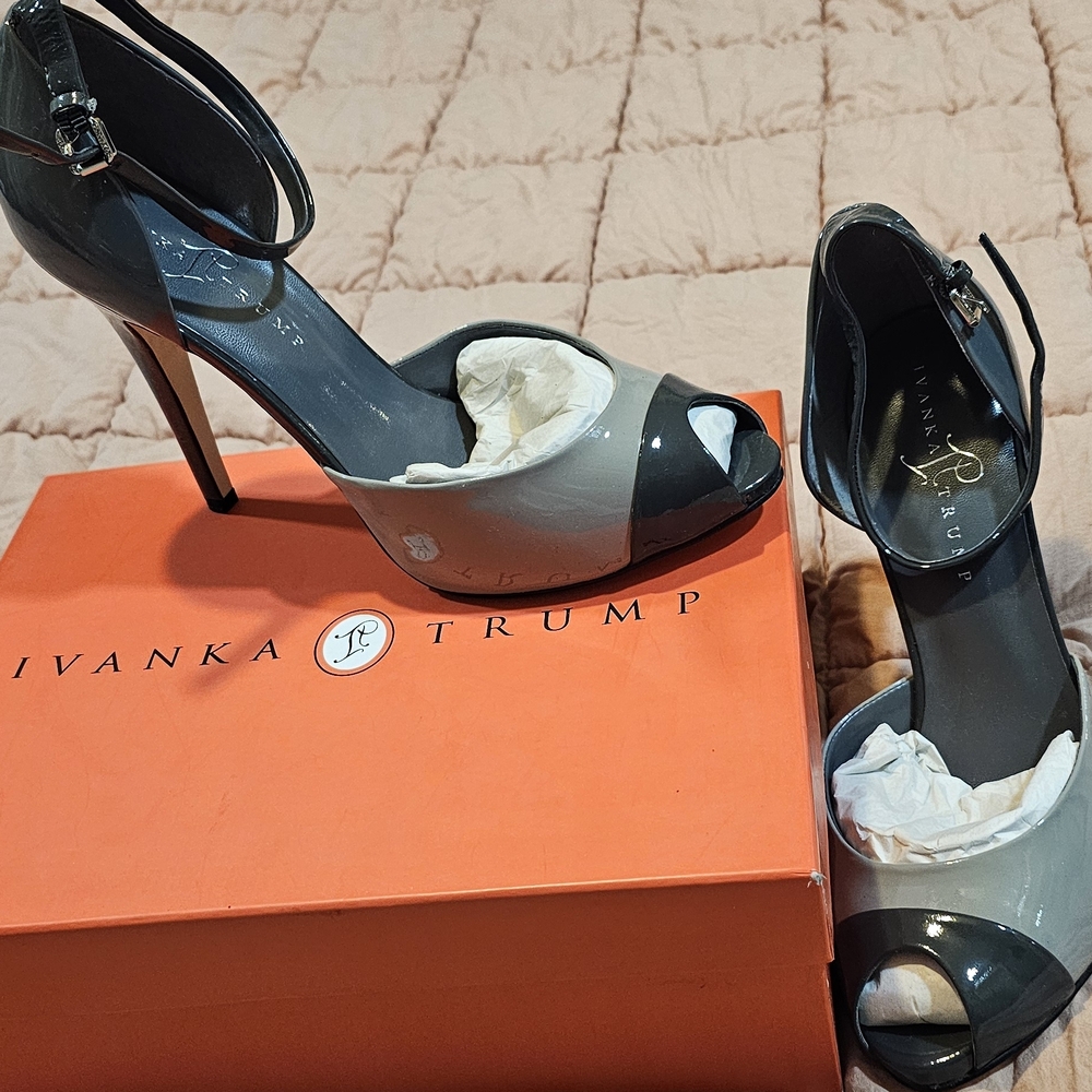 Ivanka Trump Gray Peep Toe Heels